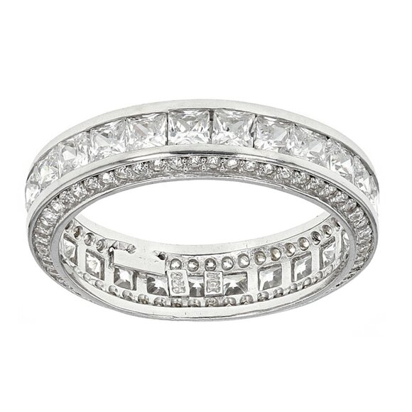 NIB - Cubic Zirconia Rhodium Over Sterling Silver Band 4.00ctw - Size 7 - Picture 1 of 12